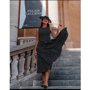 Zara linen blend polka dot dress